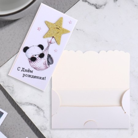 Money envelope "Happy Birthday!" Panda, star, 19x9 cm-1