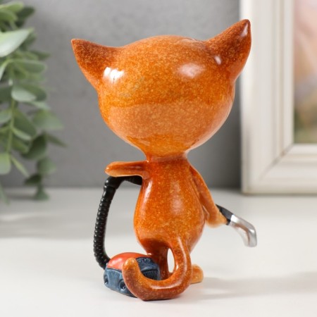 Souvenir Polystone Lac "cat with a vacuum cleaner" 9x5.7x12.3 cm-2