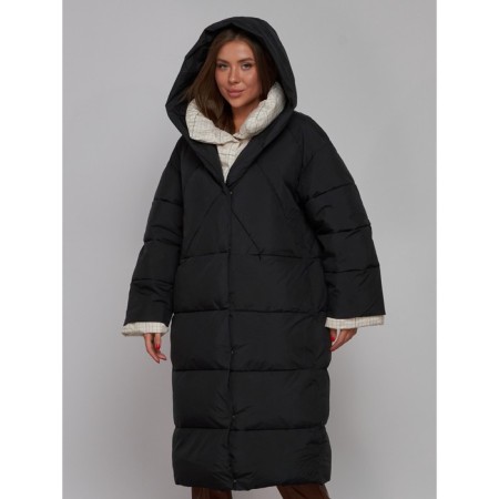 Coat insulated winter female, size 46, black color-6