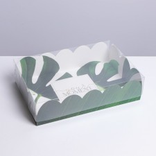 Cookie box, confectionery packaging with PVC lid, eco, 20 x 30 x 8 cm