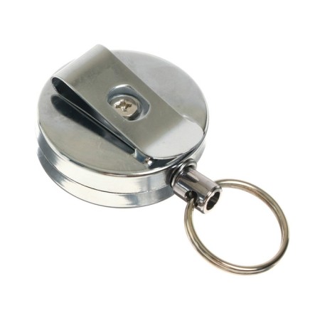 Badge holder, 70 cm-metallic, clip, clothespin, silver-1