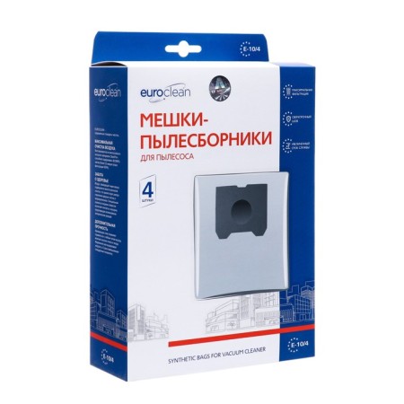 E-10/4 EuroClean bag synthetic for a vacuum cleaner, 4 pcs