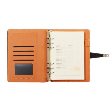 Organizer on the rings, A5 format, 90 sheets, line, with a knife, cover of the leather mix-5