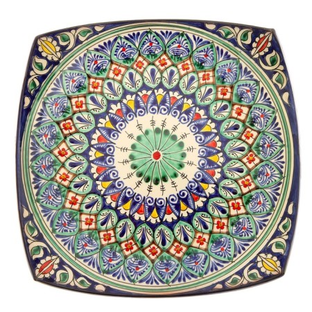 Largan Rishtan ceramics "Patterns", 25 cm, square, blue, mix-7