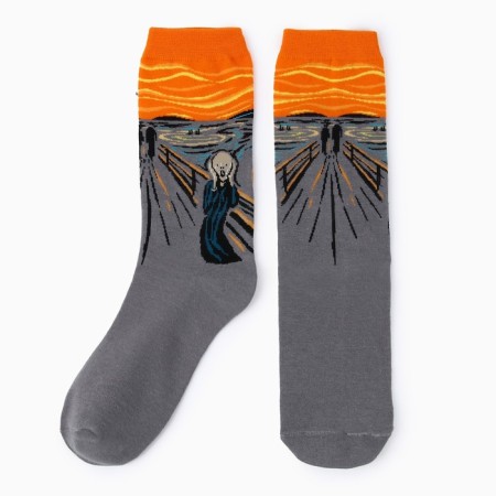 Socks unisex "Scream" Edward Munkg ", gray color, size 35-42