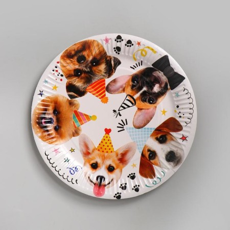 Paper plate "Dogs", 18 cm, in a set 6 pieces