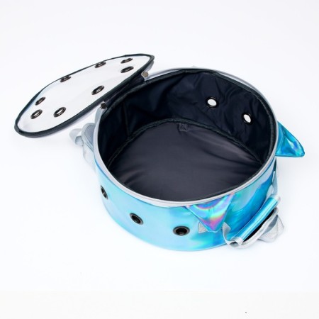 Round backpack for carrying animals, transparent, 26 cm, blue-4