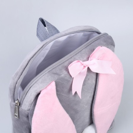 Baby plush backpack for the girl "Bunny with a heart", 28x4x28 cm-4