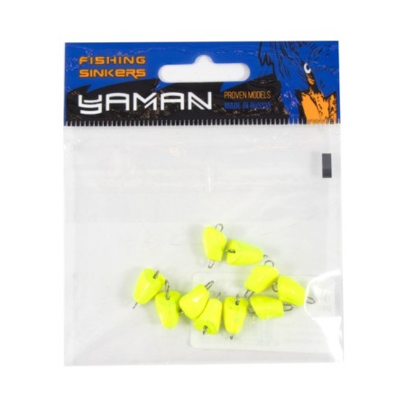 Cargo bullet-excentric stained collapsible Yaman 10 pcs., 3 g, yellow-4