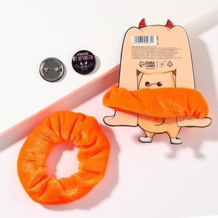 Hair elastic band and Halloween icon “I protect from evil spirits”.-1