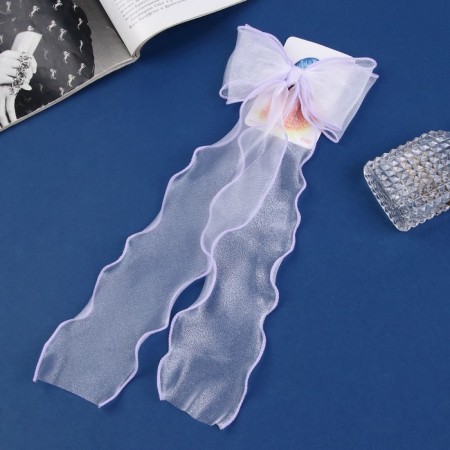 Hair clip "Schoolgirl" bow, 13x32 cm, lilac