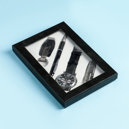 Gift set 4V1 (pen, knife 3B1, clock, keychain)-1