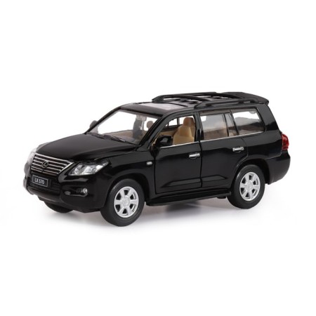 Metal machine lexus lx570 1:32, light, sound, doors and luggage, inertia, black color open-5