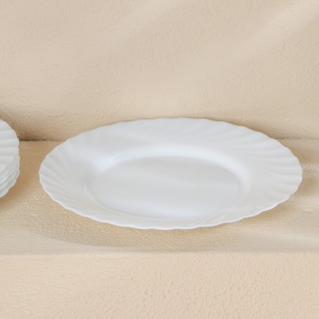 A set of dining plates Luminarc Trianon, D = 25 cm, glass -ceramic, 6 pcs, white color-1