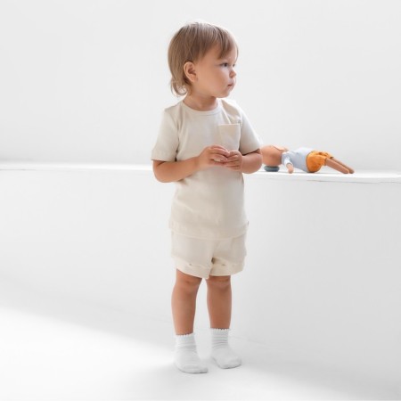 Kit for children (T-shirt and shorts) minku, milk color, height 86-92 cm-3