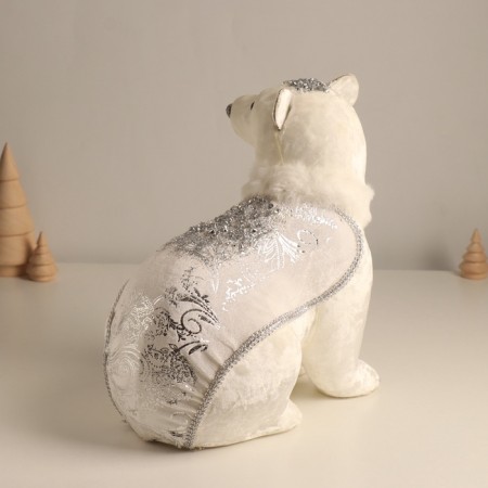 Decor "White Bear in a cape with silver patterns" 22x16x24 cm-2