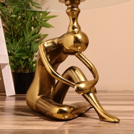 Coffee table 50x50x46 cm, aluminum, glass-4