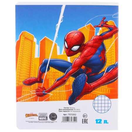 A set of notebooks 10 pieces, 12 sheets, in a cage, cover coated cardboard, spider-man-6
