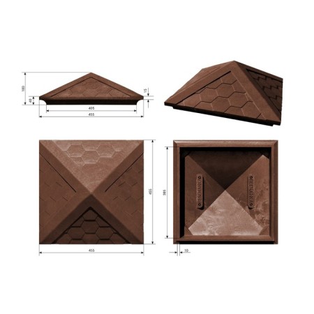 PPK cap to a column column, 1.5 × 1.5 bricks, 39 × 39 × 4.3 cm, brown, “flexible tile”-1