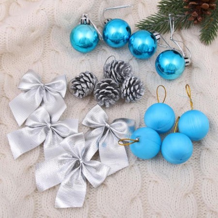 A set of jewelry plastic 16 pcs "carnival" (4 bow, 4 cones, 8 balls) silver, blue