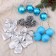 A set of jewelry plastic 16 pcs "carnival" (4 bow, 4 cones, 8 balls) silver, blue
