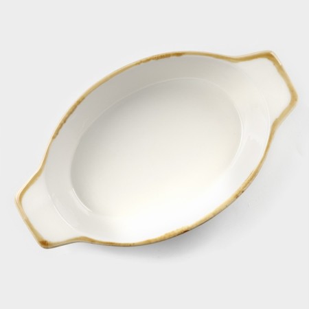 Baking form made of porcelain organic Gold, 500 ml, 22 × 13 × 4.5 cm, white color-1