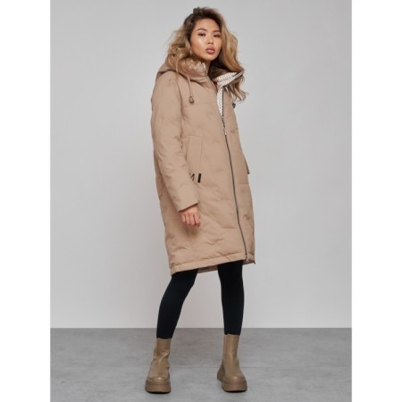 Coat insulated winter female, size 48, beige color-1