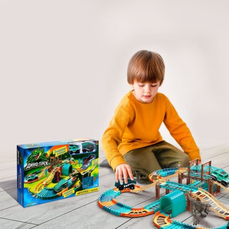 Auto traffic "Dino-Trek", with 2 cars, works from batteries-5