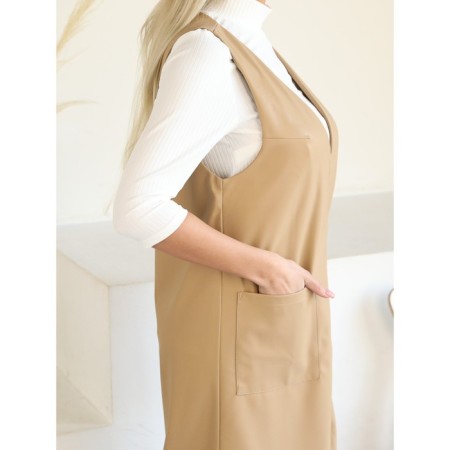 Female dress, size 52, beige color-5