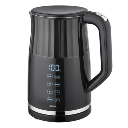 Electric kettle Centek CT-0038, metal, 1.7 l, 2200 W, LED, adjustment t °, black
