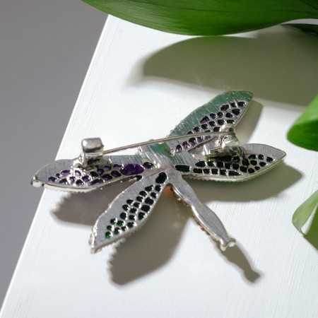 Brooch "Dragonfly", colored in black silver-1
