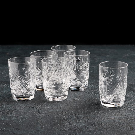 A set of crystal stops for the wine "Mill", 35 ml, crystal, 6 pcs