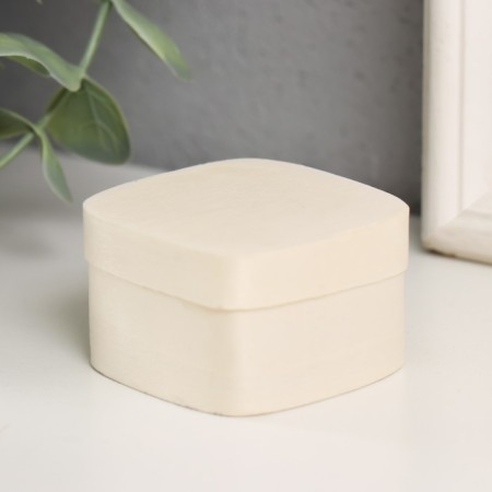 Casket Wood for painting Rounded Square "Thin Leaf" 4.5x4.5x3 cm