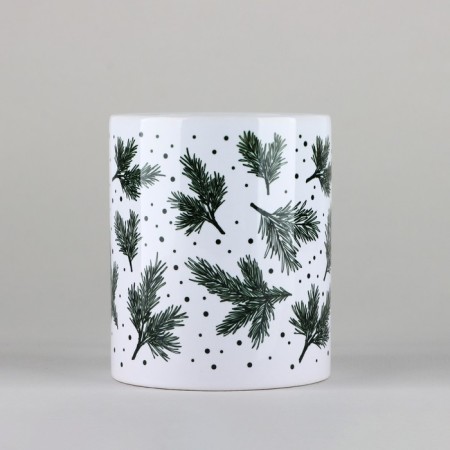 New Year. Ceramic "branches" mug, 320 ml, white color-1