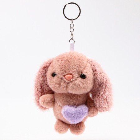 Soft toy "Bunny" on a key fob, 11 cm, dark pink color-4