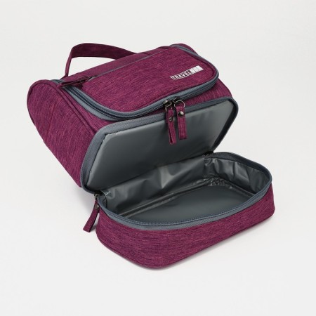 Cosmetic bag 2 parts on zippers, purple color-3