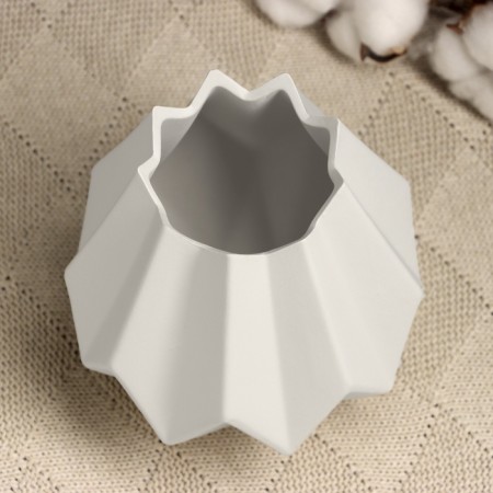Kashpo - Vase "Triangles" 13x13x14cm, white-2
