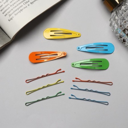 Invisibility for hair "Bridget" (set 12 pcs) 5 cm, bright mix-1