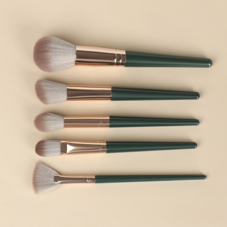 A set of makeup brushes "Lillian", 14 items, a case on the ties, the color is green/gray-4