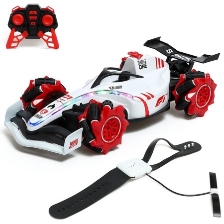 The radio -controlled "formula" machine works on the battery, the effect of smoke, light, white color