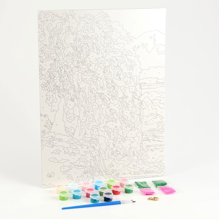 Picture on numbers with additional elements "Sakura on the shore", 30x40 cm-1