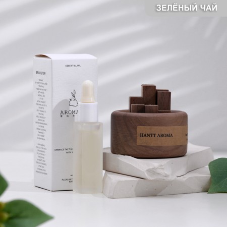 Set of wooden diffuser "Hantt Aroma", green tea, with 10 ml essential oil, in a box