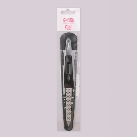 Metallic-trimmer for nails, perforated, with a protective cap, 15 cm, in a case, black color is black-5