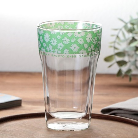 A glass with a double bottom “Just live, smile”, 450 ml-1