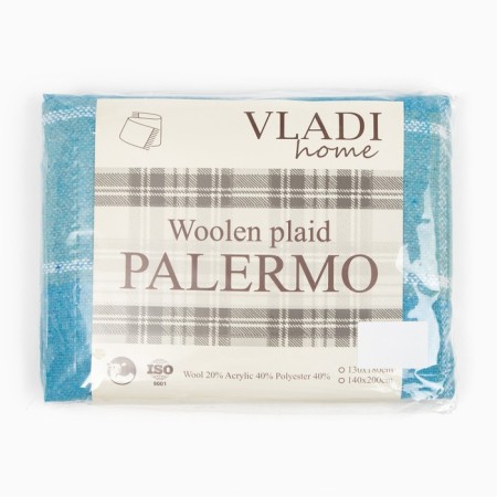 Palermo plaid 140x200cm, white/mint/dark turquoise, wool 20%, pan 40%, polyester 40%-3