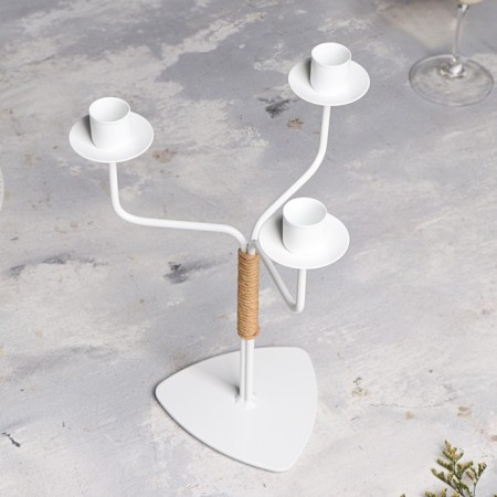 Small candlestick for 3 candles "Shandal", 26.2x20.5 cm, white-2