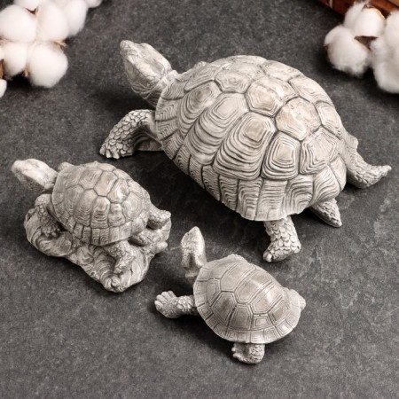 Set of figures "Three Turtles" 8x6x6cm, Gray Stone-2
