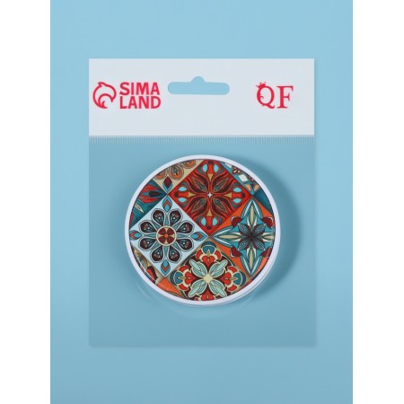 Folding mirror "stained glass", d = 7.3 cm, orange/blue color-4