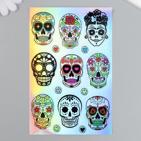 Holographic stickers (stickers) "Skull" 10x15 cm, 5-210