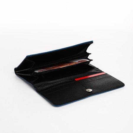 Women's wallet on the button, blue color-3